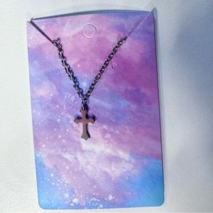 Cross stainless steel silver necklace
